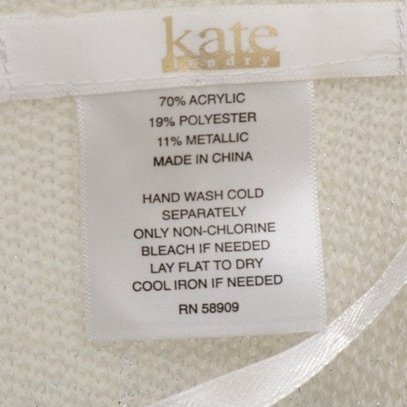 Kate Landry Wrap Metallic Knit Open Front Cream Acrylic Blend One Size - Picture 7 of 7